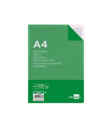 Recambio liderpapel a4 100 hojas 60g m2 rayado nº 46 4 taladros